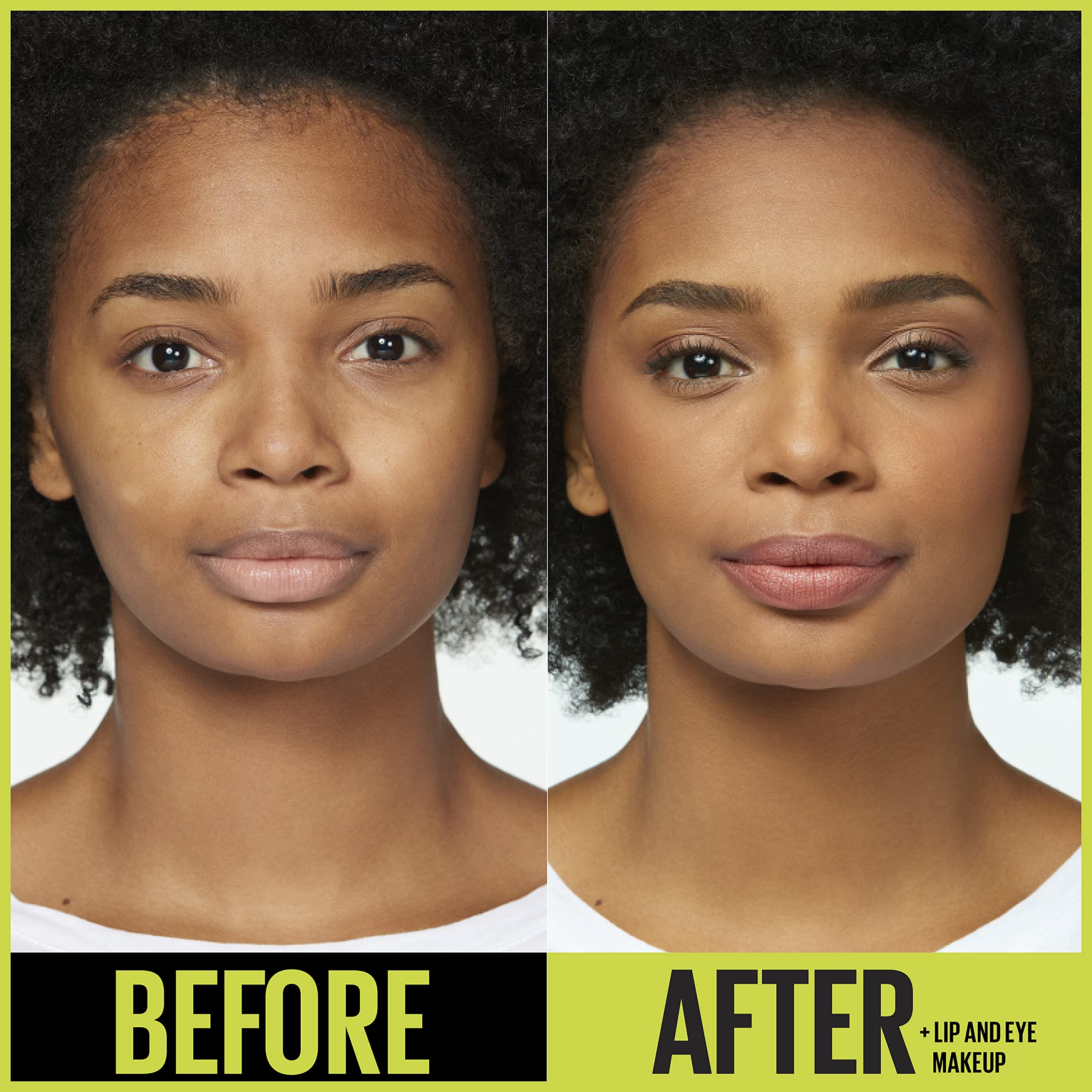 Maybelline worn in daytime city scene, shows long-wear reliability during activity