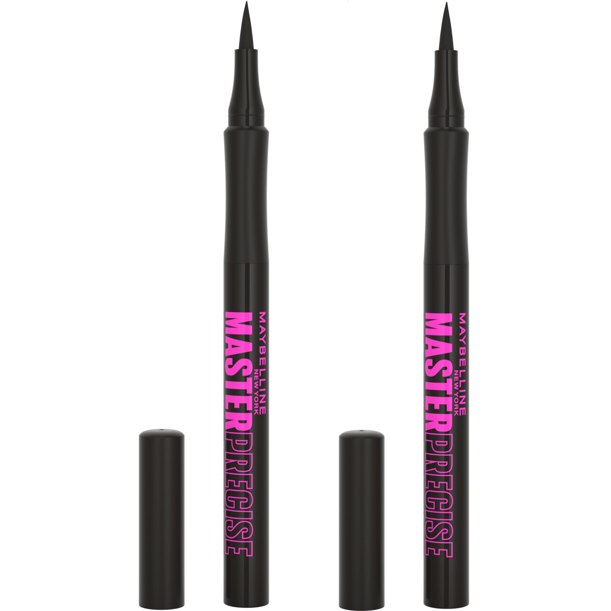 MAYBELLINE front view of black liquid eyeliner shows sleek packaging and portability