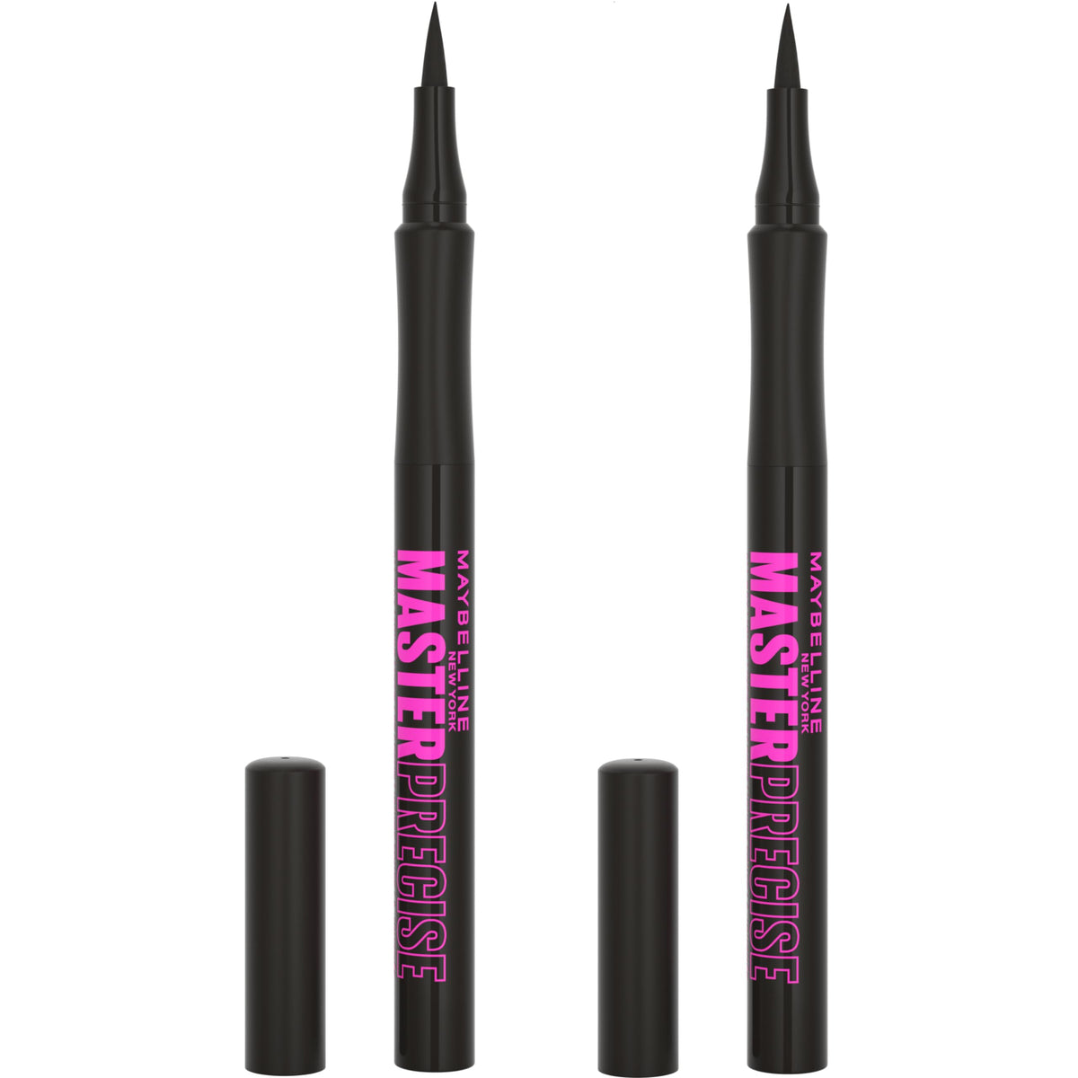 MAYBELLINE front view of black liquid eyeliner shows sleek packaging and portability