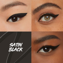 MAYBELLINE black eyeliner swatches on arm showing rich pigment payoff