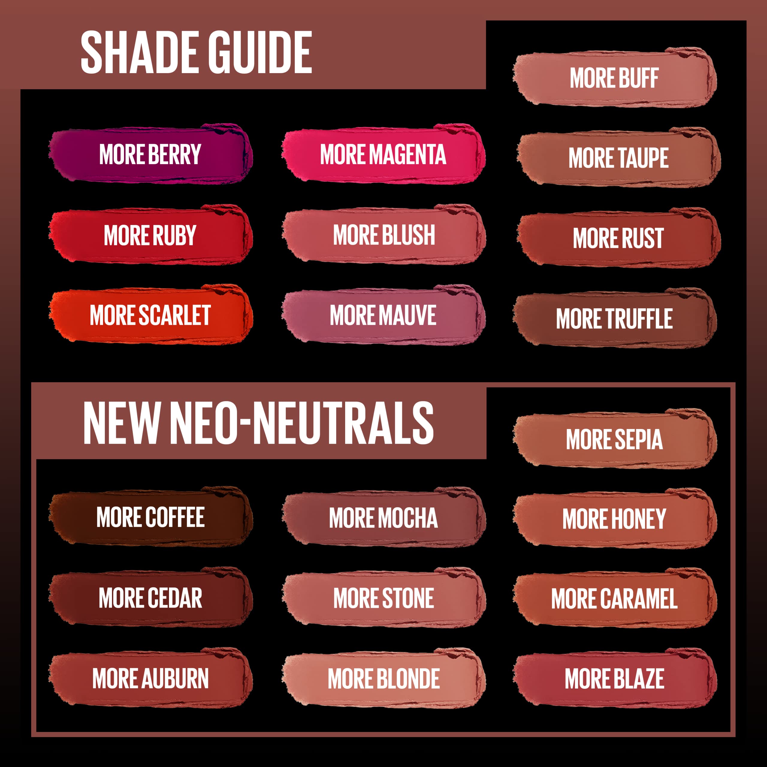 Maybelline More Cedar on lips close-up showing smooth matte finish benefit: blurred lip lines