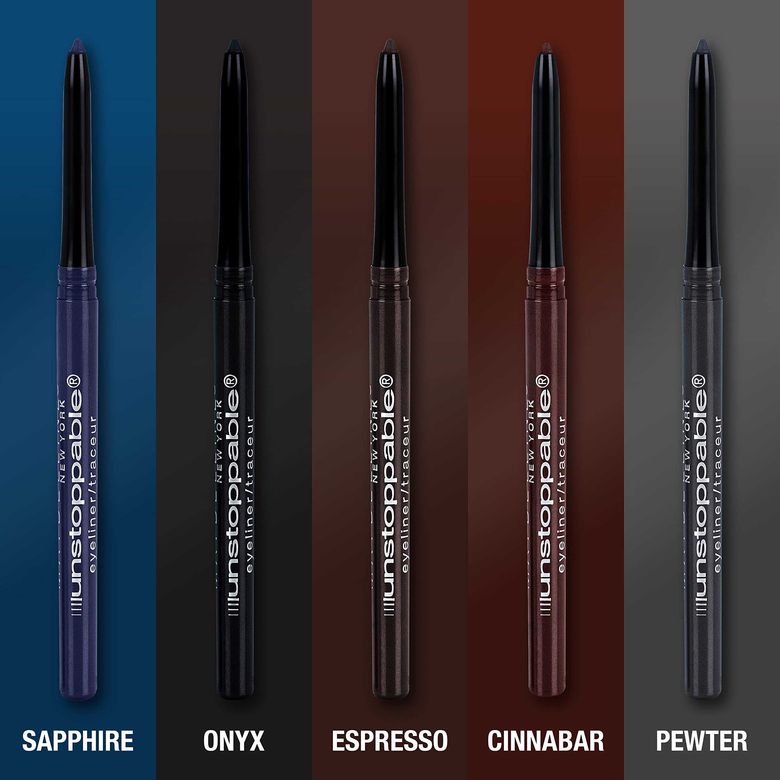 Maybelline Unstoppable Sapphire next to ruler to show pencil length and portability