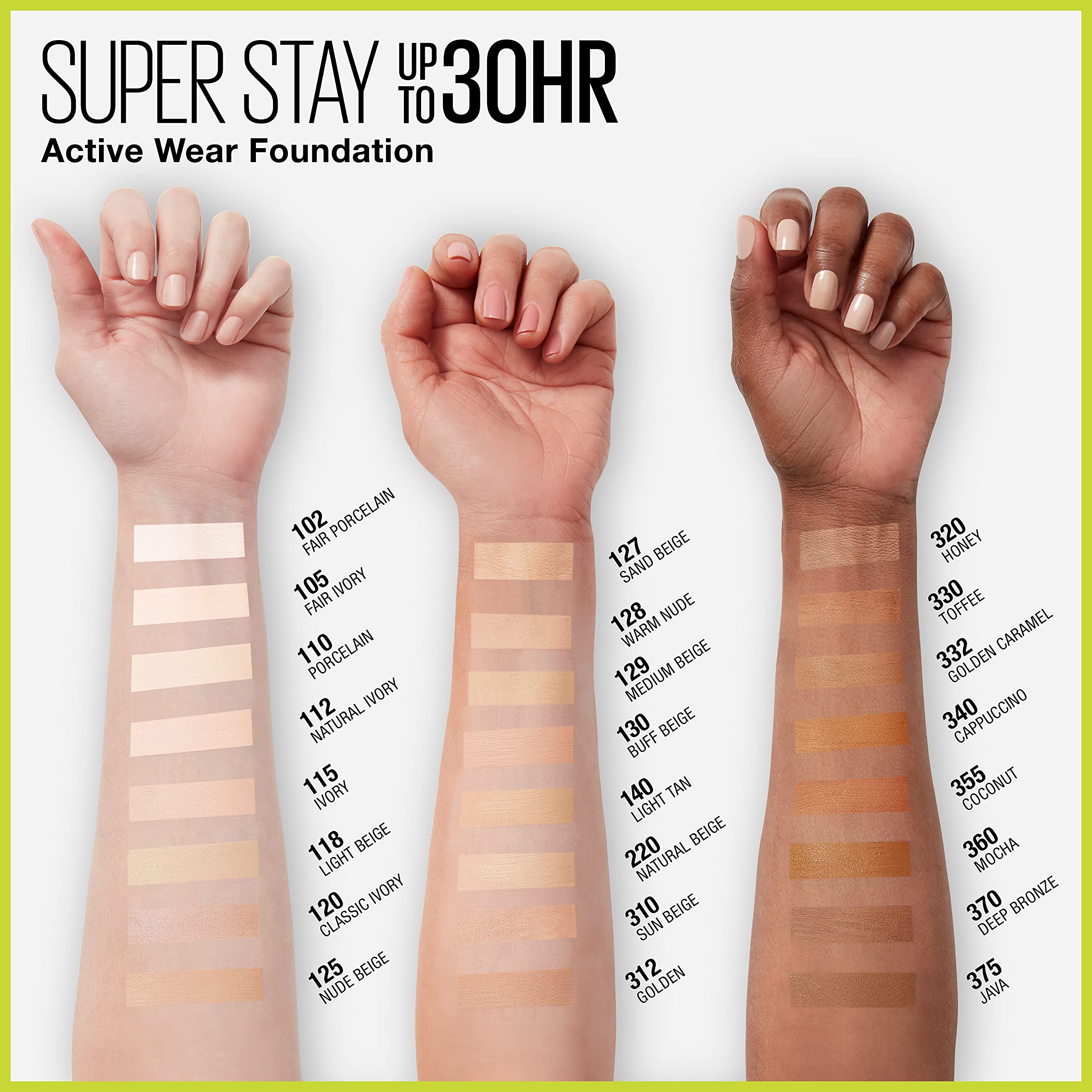 Maybelline liquid texture swatch highlights full coverage and blendability