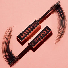 Maybelline Total Temptation before and after lashes demonstrating fuller, lengthened look