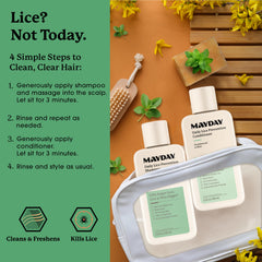 MAYDAY shampoo lather texture demonstrating gentle cleansing for daily use