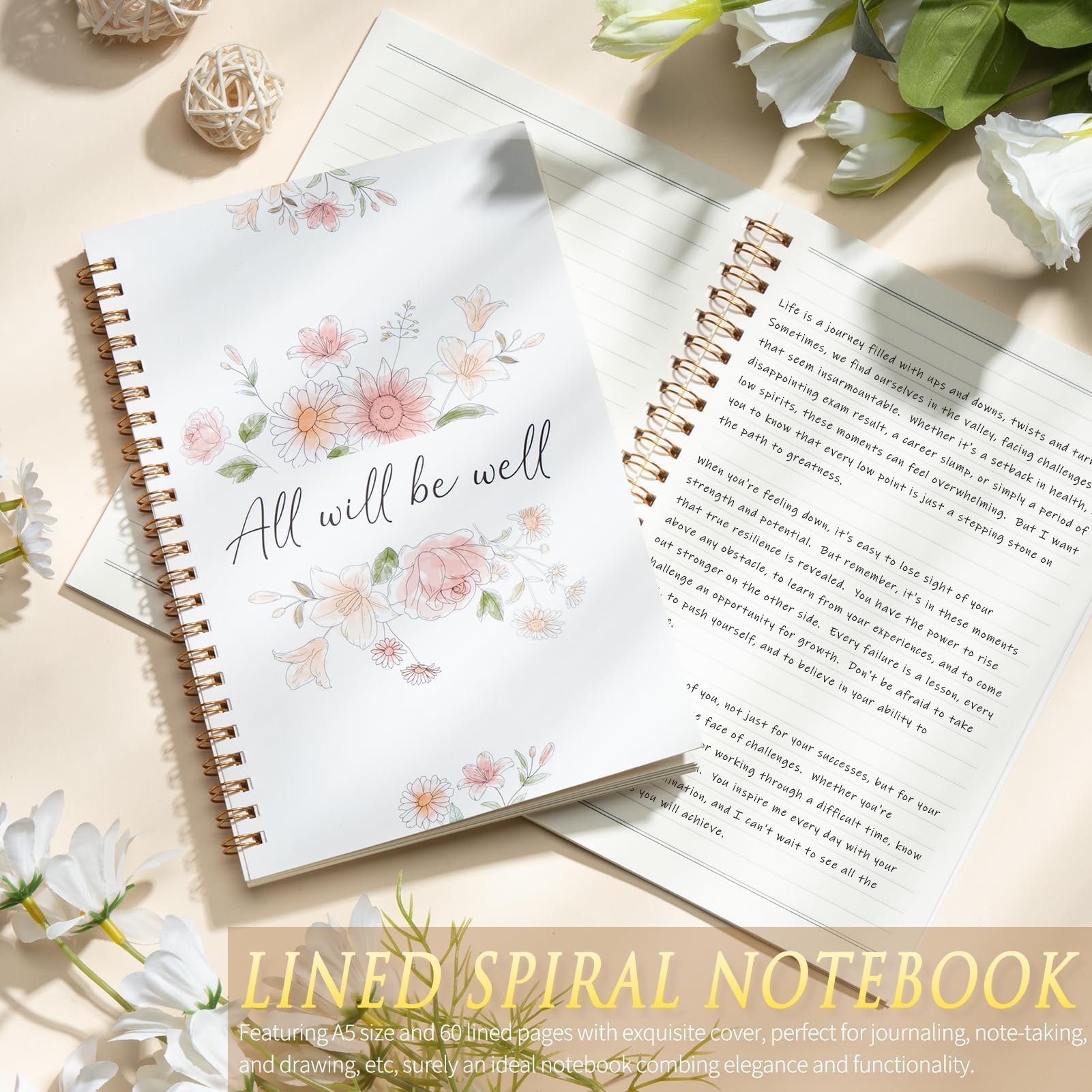 MAYICIVO lined notebook and greeting card for journaling and messages