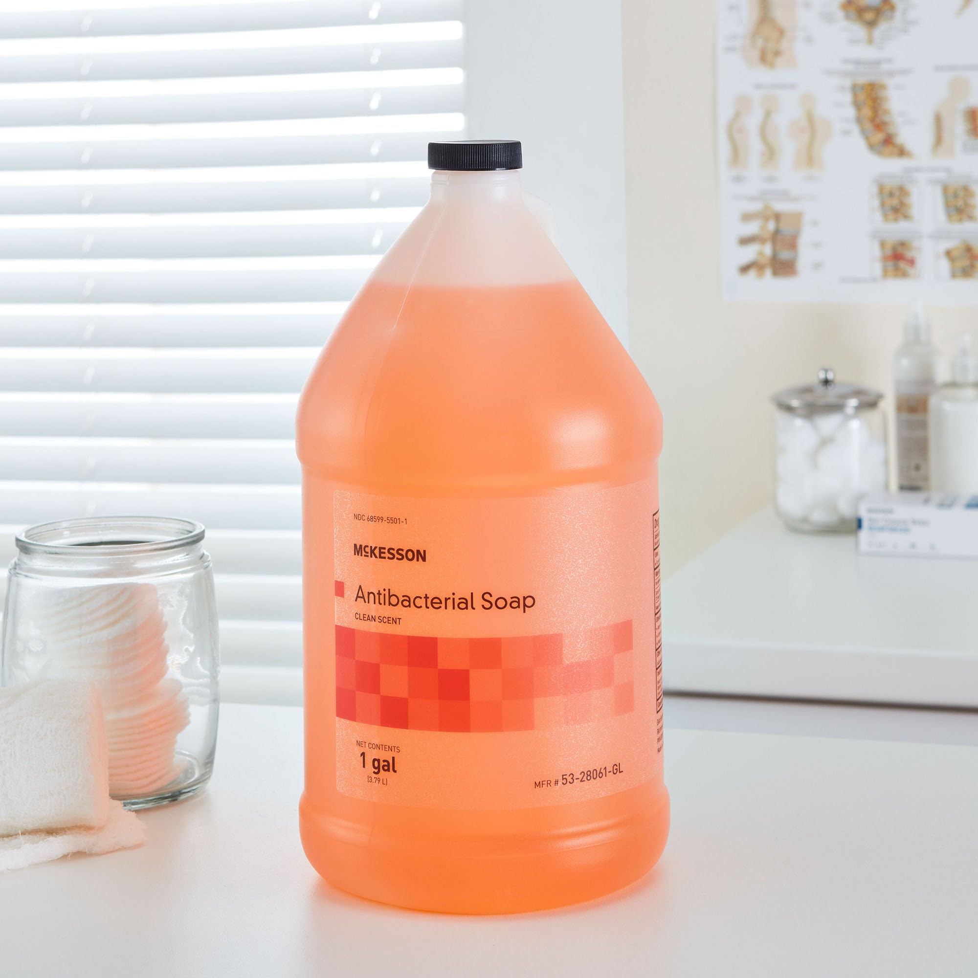 McKesson jug in clean restroom setting highlighting mild scent benefit