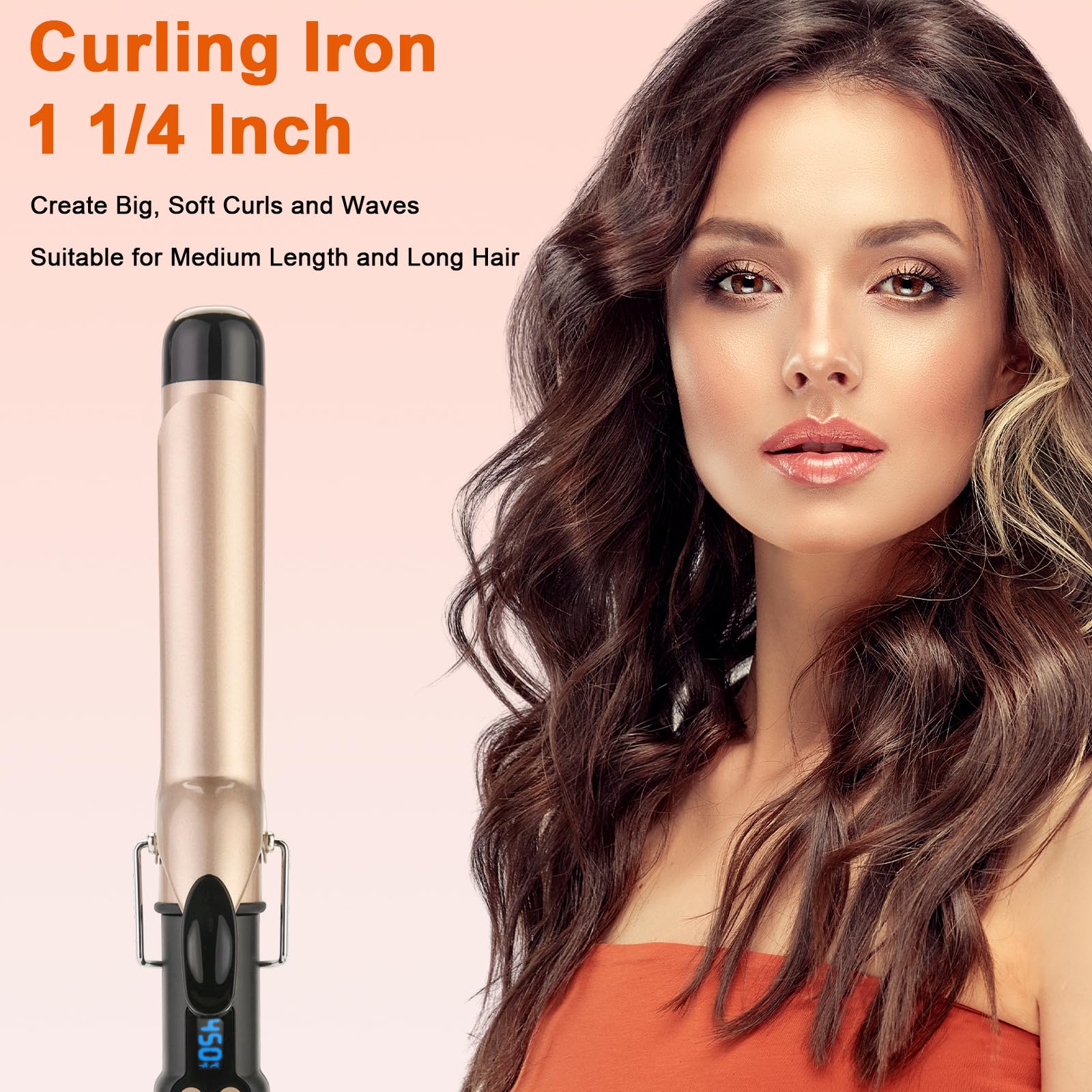MCODON tourmaline ceramic barrel close-up reducing frizz and boosting shine