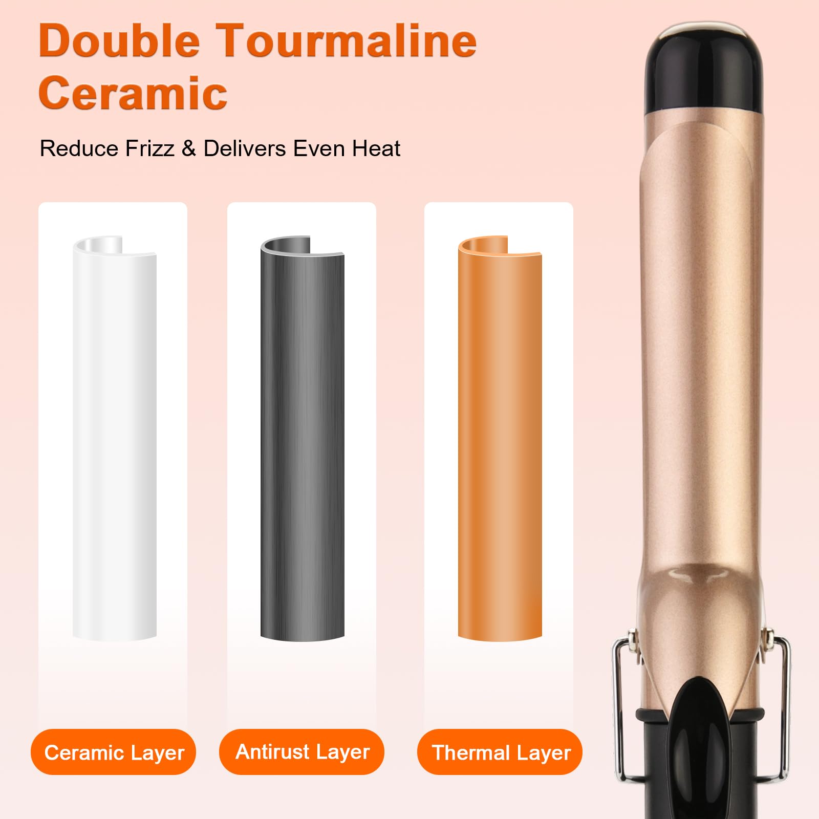 MCODON curling iron creating soft waves on long hair for voluminous results