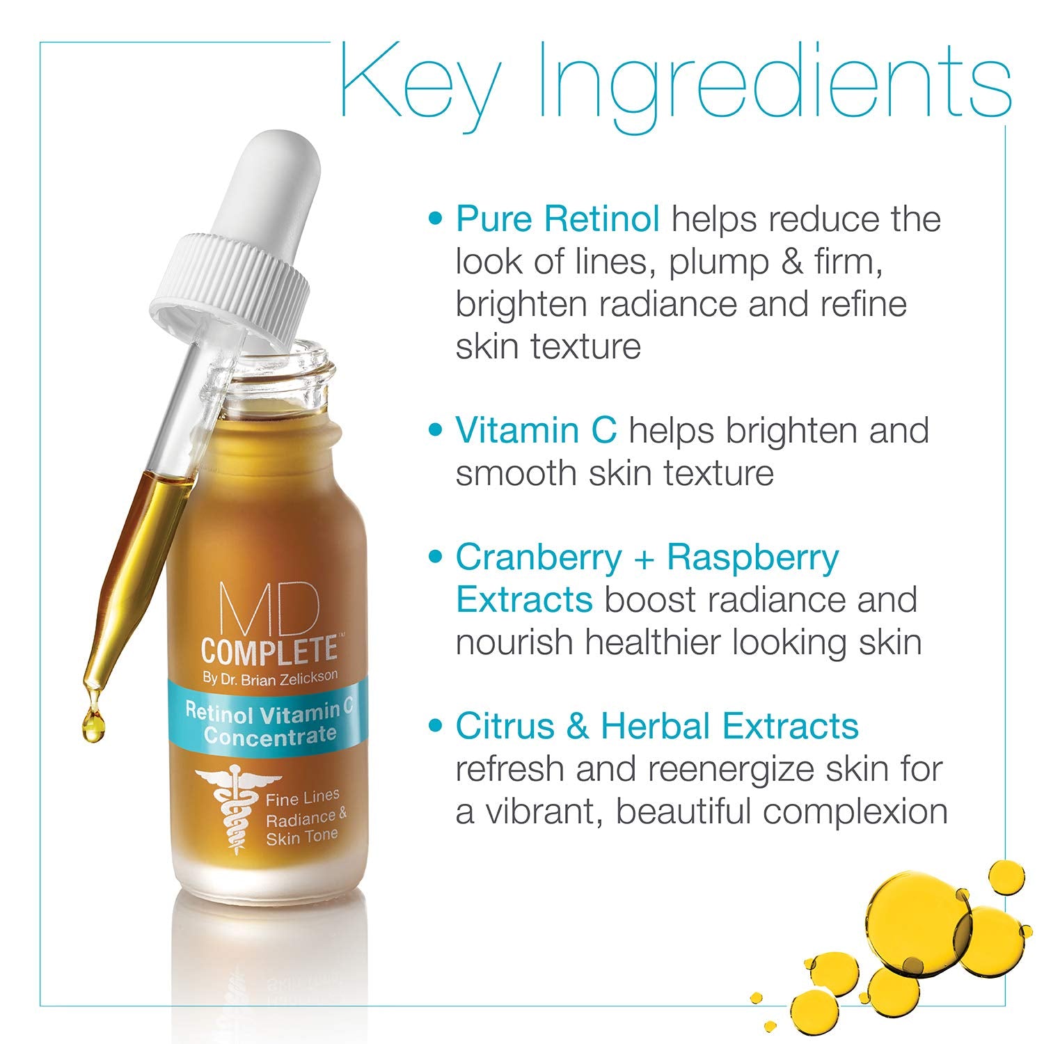 MD Complete serum applied to hand demonstrating dosing and fast absorption benefit
