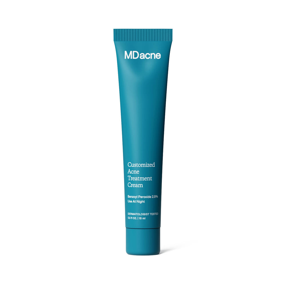 MDacne front tube view showing branding and portable acne treatment