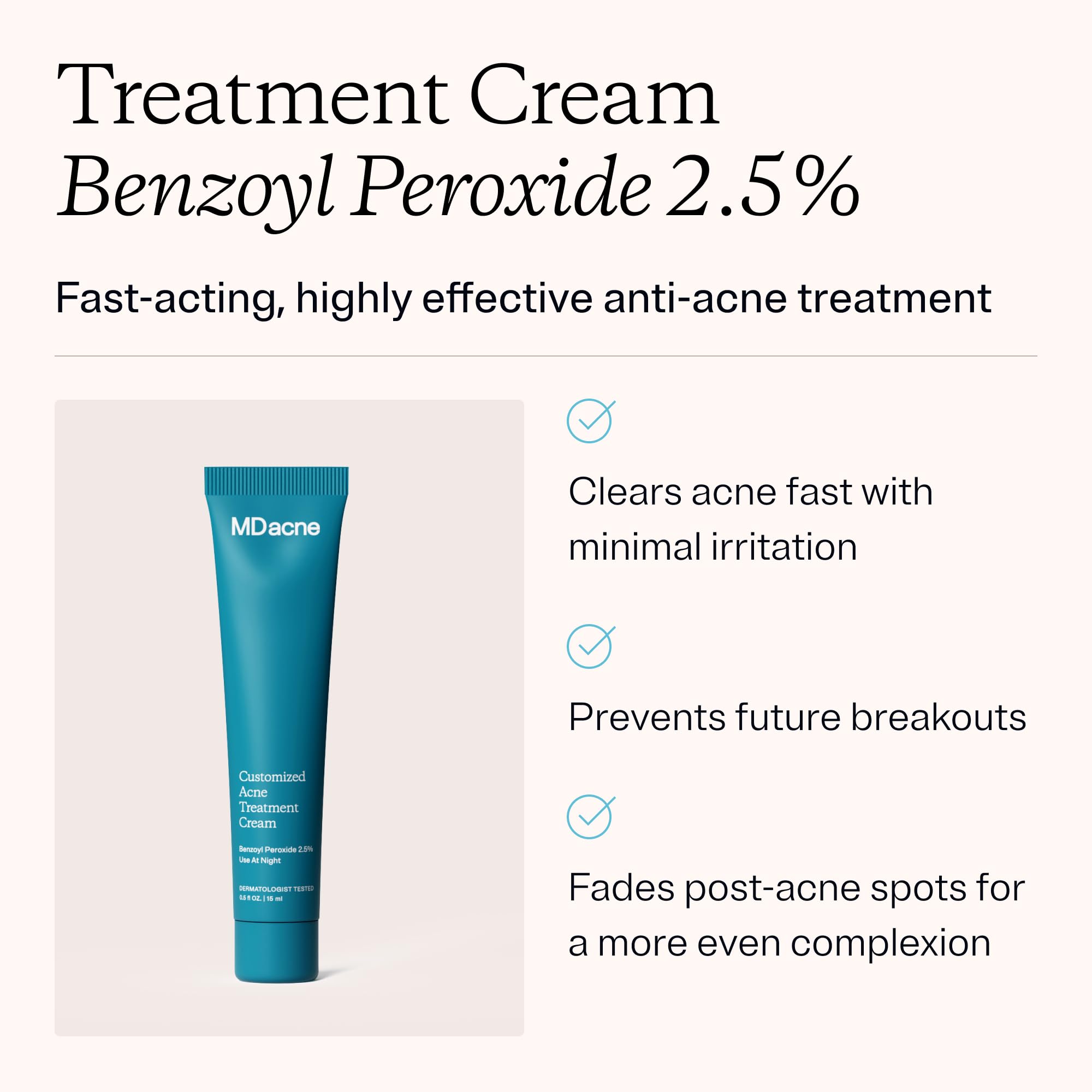 MDacne cream texture close-up highlighting smooth micronized formula