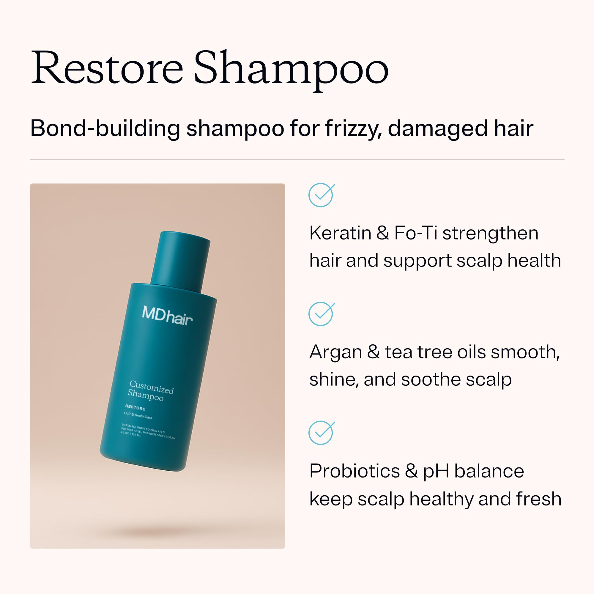 MDhair label close-up highlighting ingredients and claims