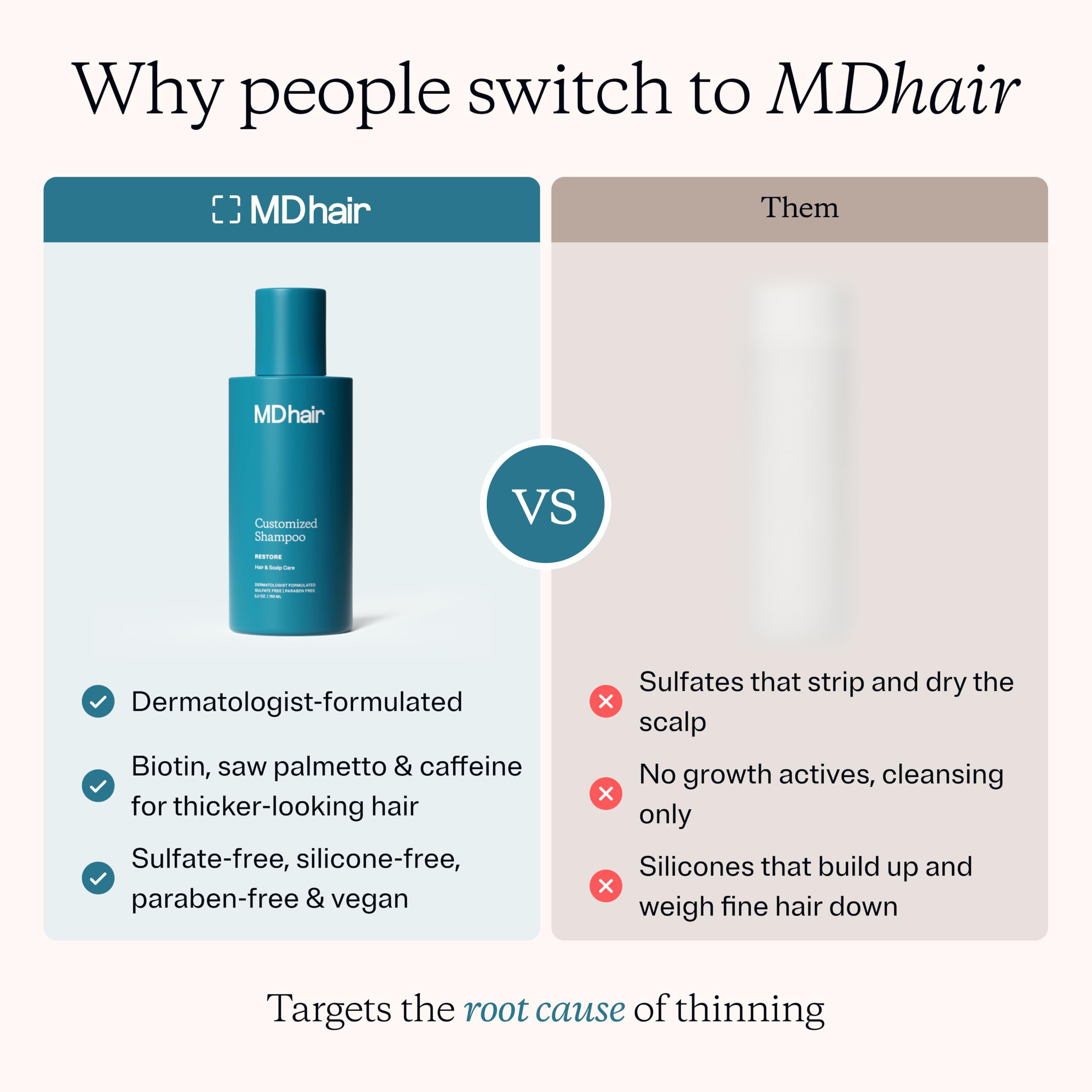 MDhair shampoo in hand during shower showing easy application