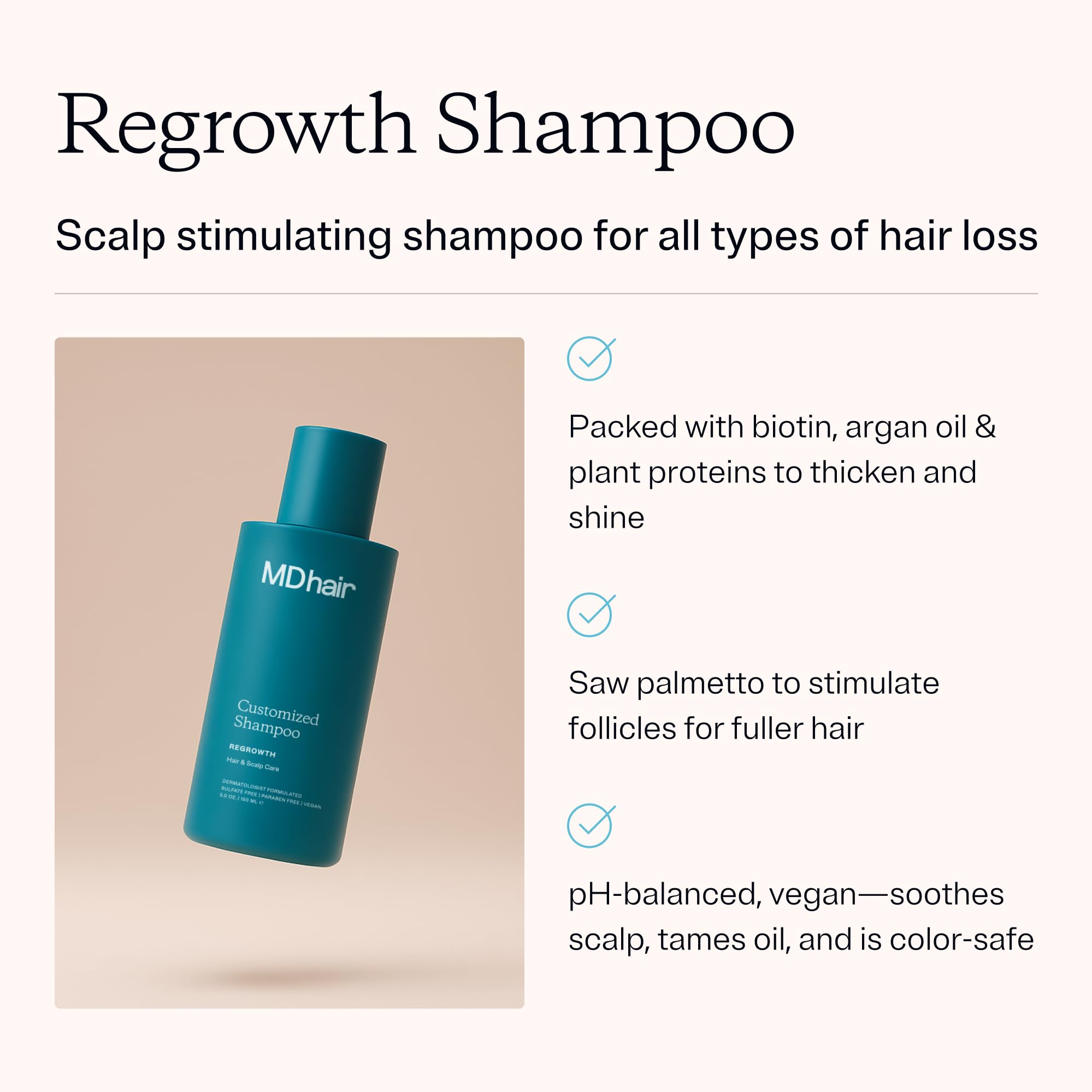 MDhair label closeup highlighting active ingredients and directions