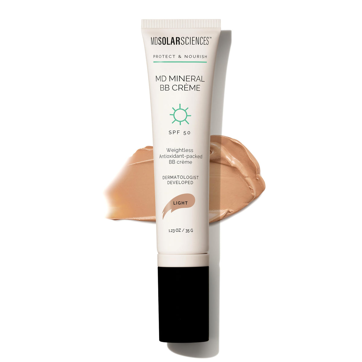 MDSolarSciences BB Crème front tube showing compact travel size and SPF benefit