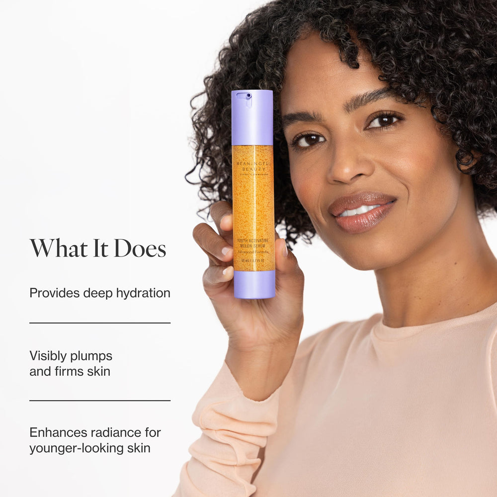 Meaningful Beauty dropper dispensing serum highlighting precise application benefit