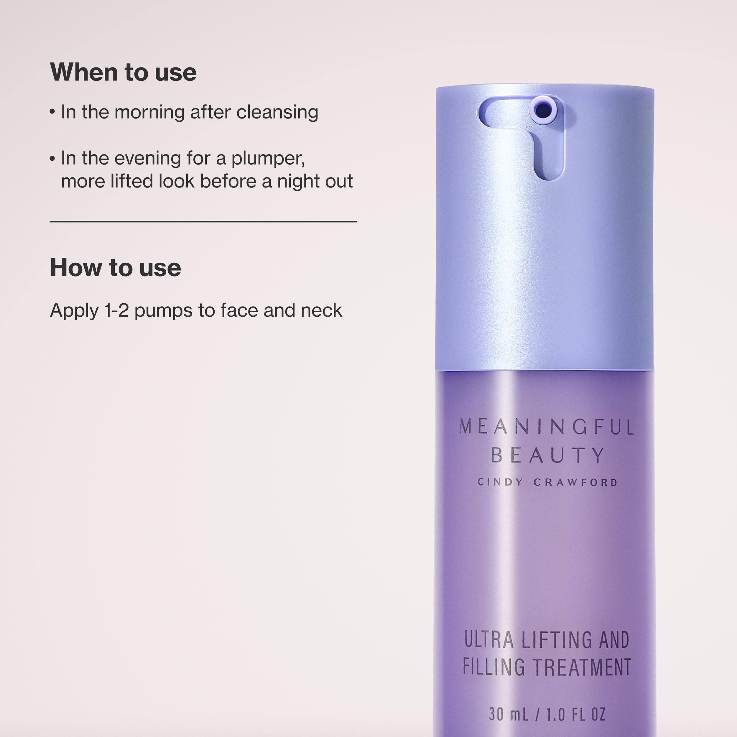 Meaningful Beauty serum applied to hand illustrating smooth, instant blurring effect