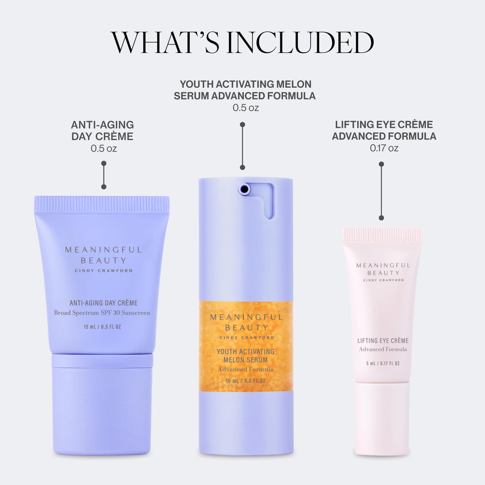 Meaningful Beauty Youth-Activating Melon Serum bottle highlighting lightweight plumping benefits