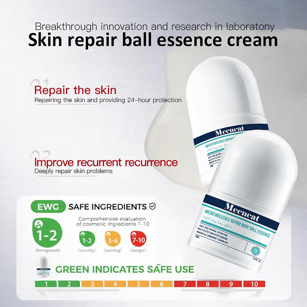 Mecncat roller close-up texture detail highlighting micro-molecular essence absorption benefit