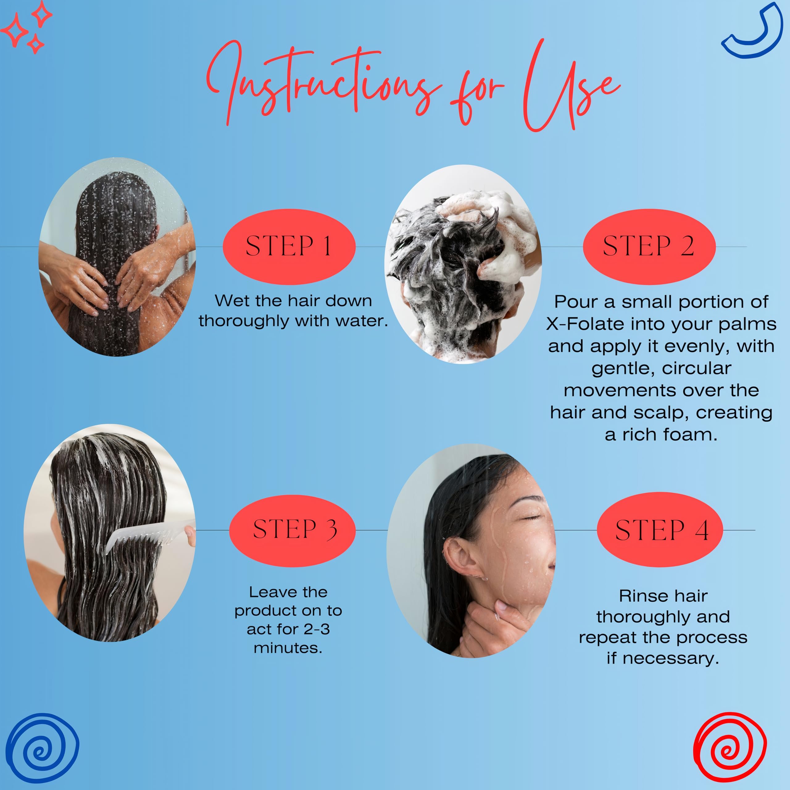 Mediceuticals in-shower use depicting scalp massage for flake removal benefit