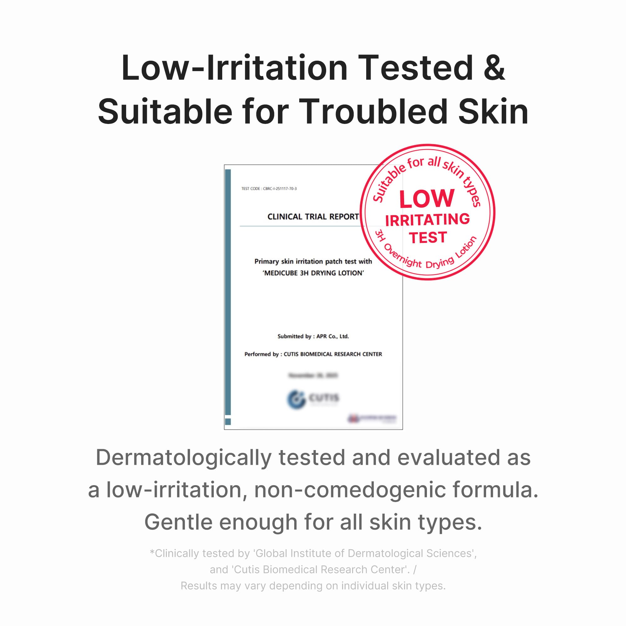 product label close-up listing medicube soothing and non-comedogenic ingredients