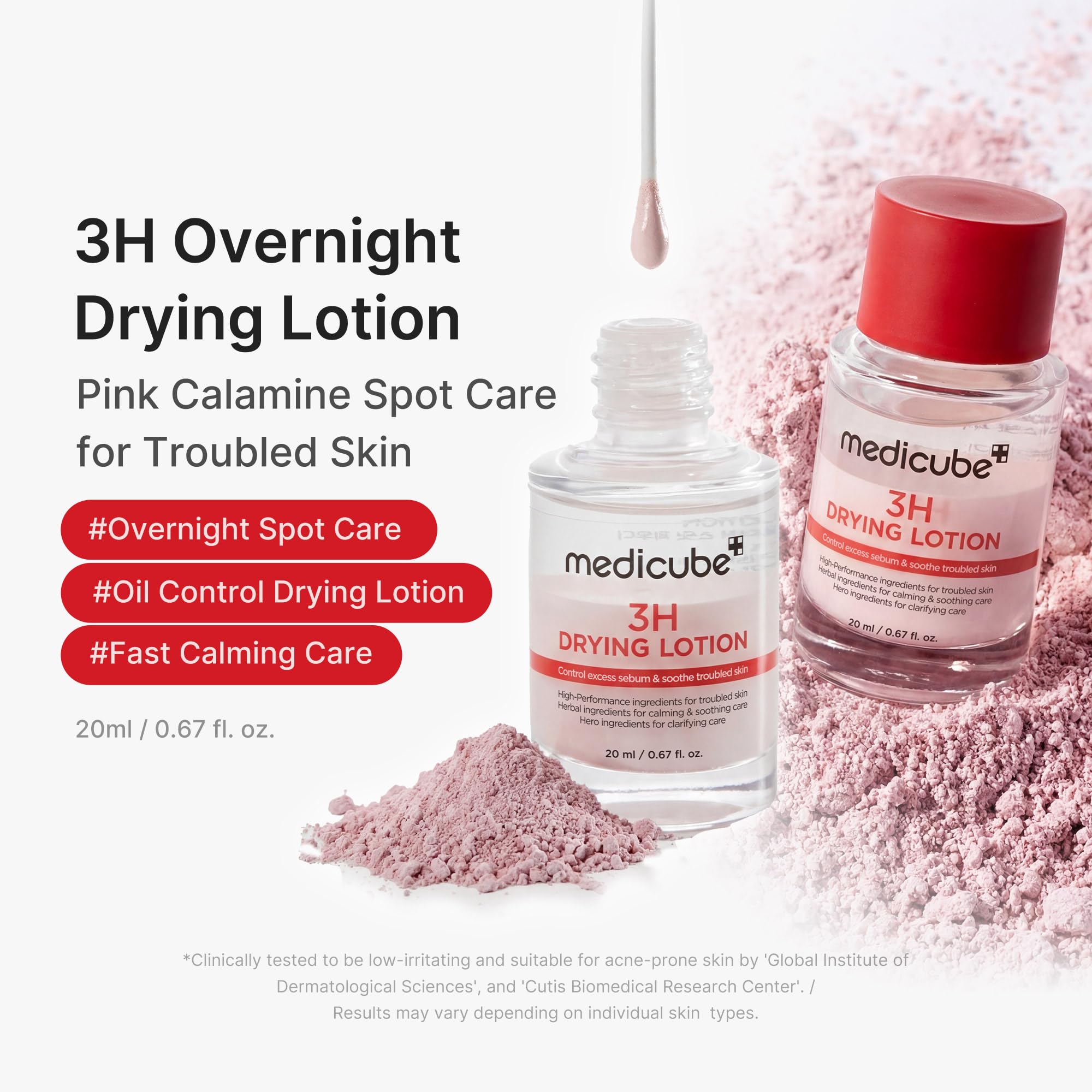 medicube open bottle with dipper showing powder dispensing benefit