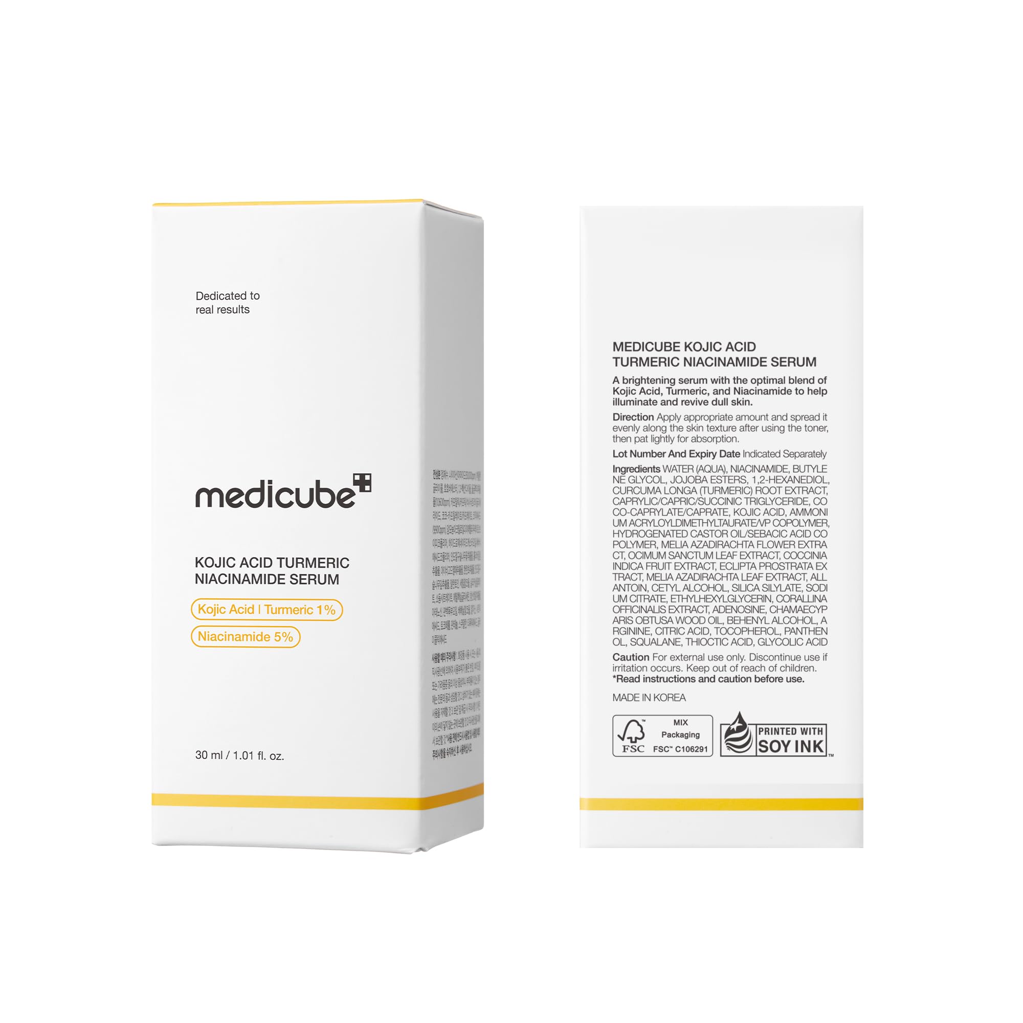 medicube before and after board suggesting improved tone and visible balance
