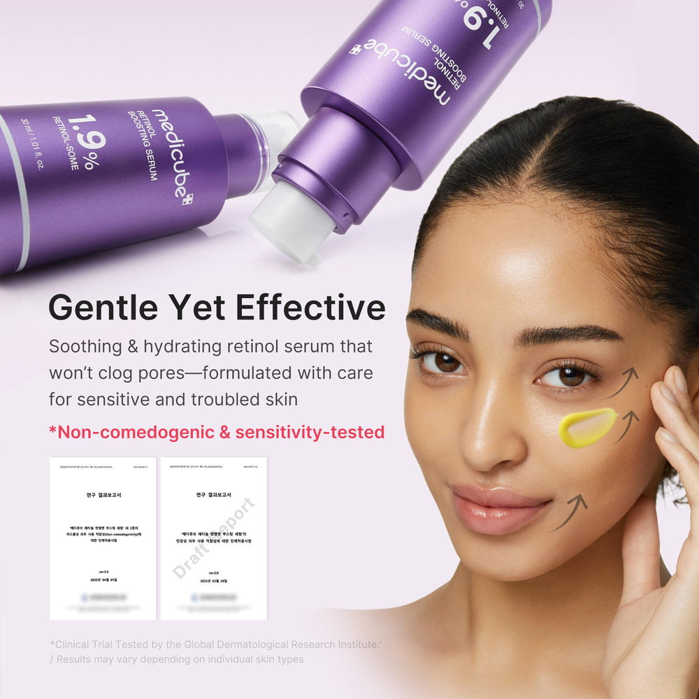 medicube bottle beside moisturizer illustrating nightly routine support