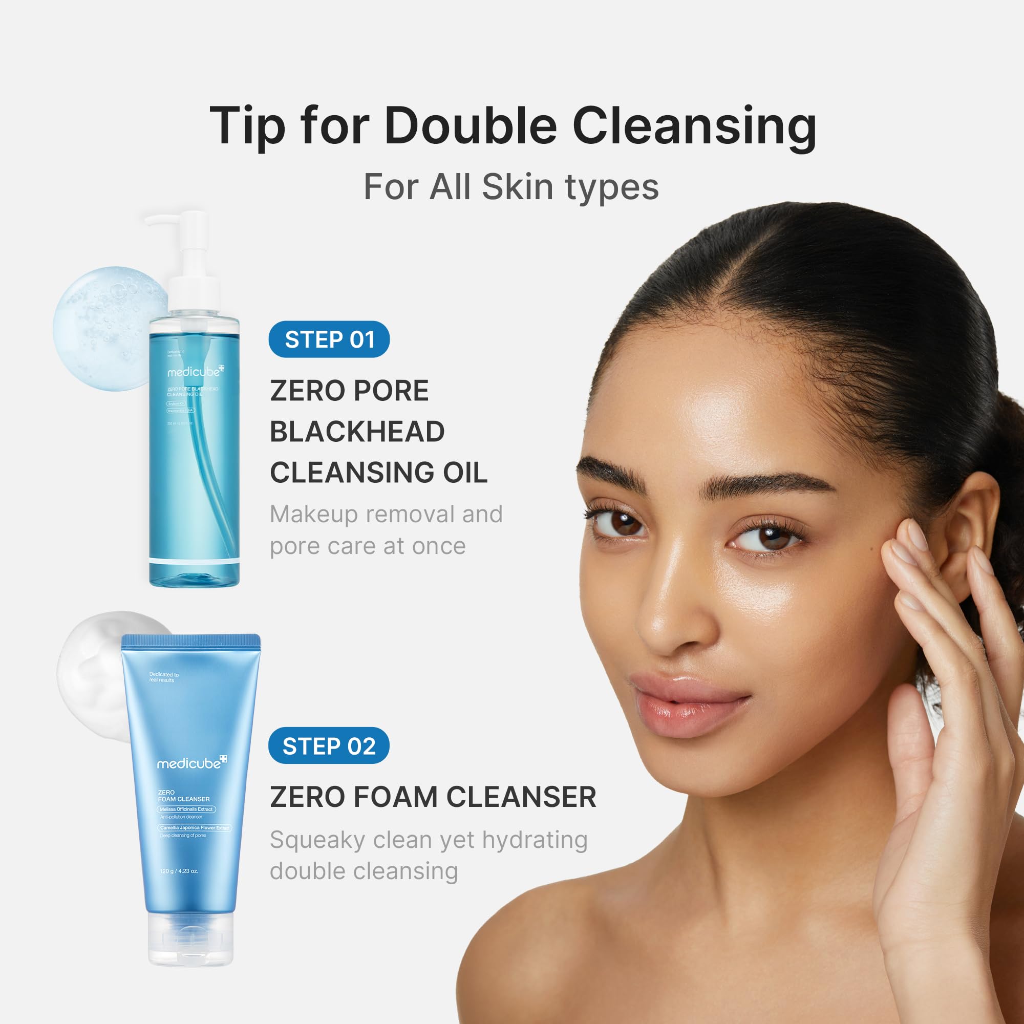 medicube before and after on skin focusing on reduced visible congestion