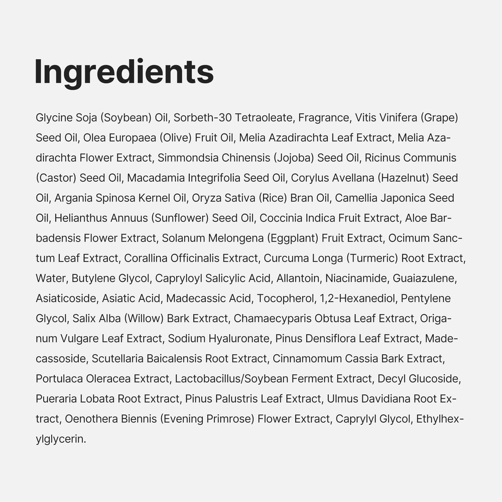 medicube plant-based oils ingredients flatlay highlighting natural blend