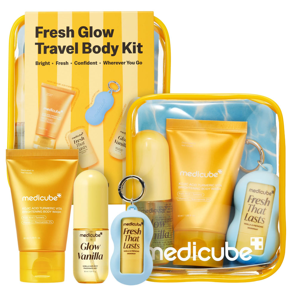 medicube front packaging showing travel-ready three-step set for convenience