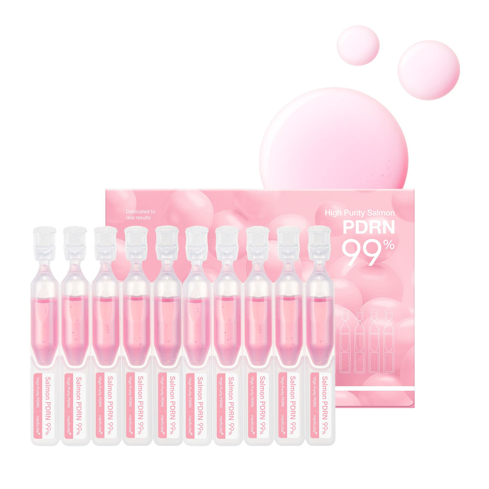 medicube front packaging showing single‑use pink ampoules and brand clarity for travel convenience