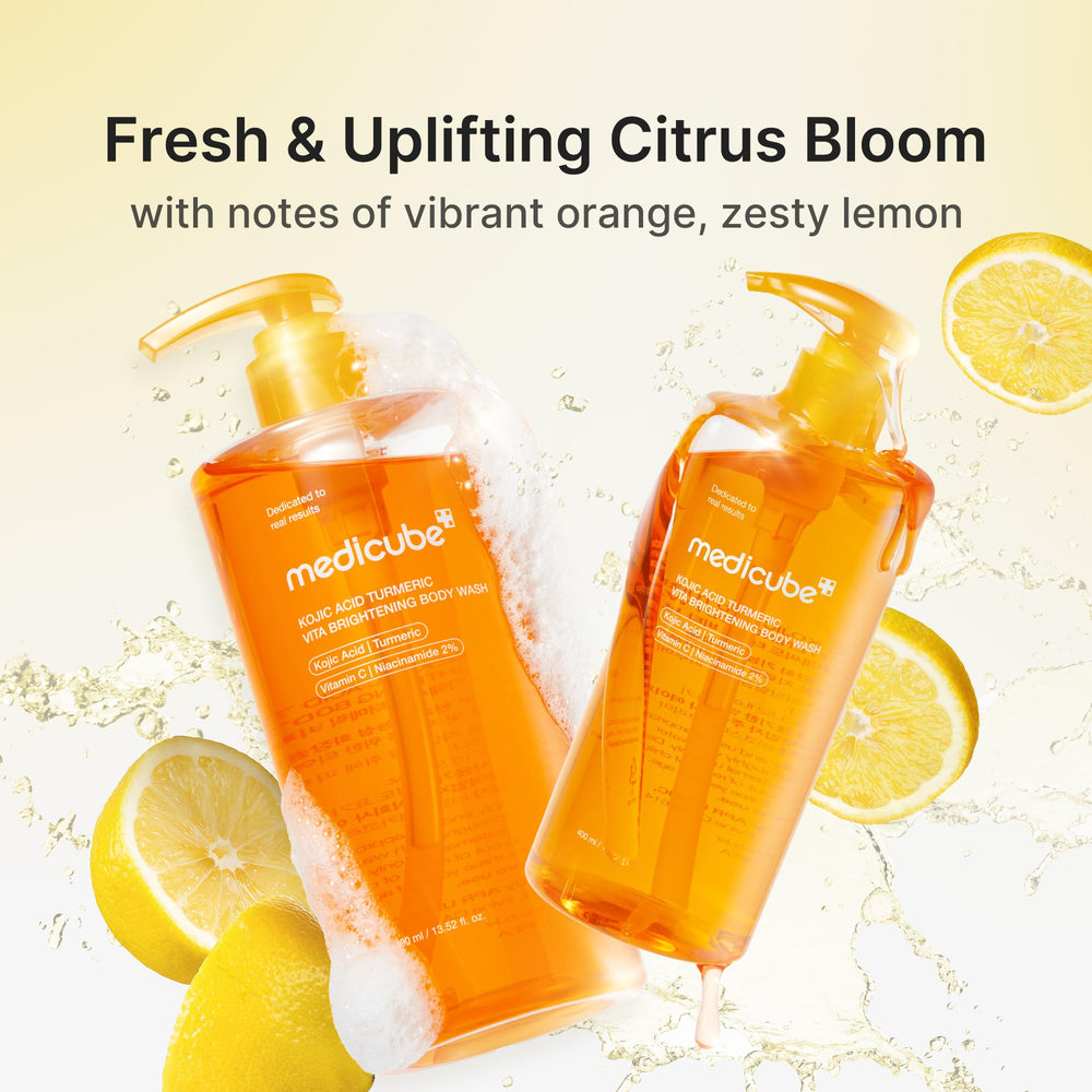 medicube ingredients label highlighting kojic acid and turmeric benefits