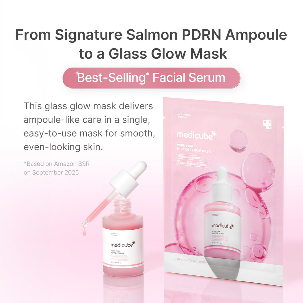 medicube sheet mask worn by model prepping skin before makeup for a smooth finish