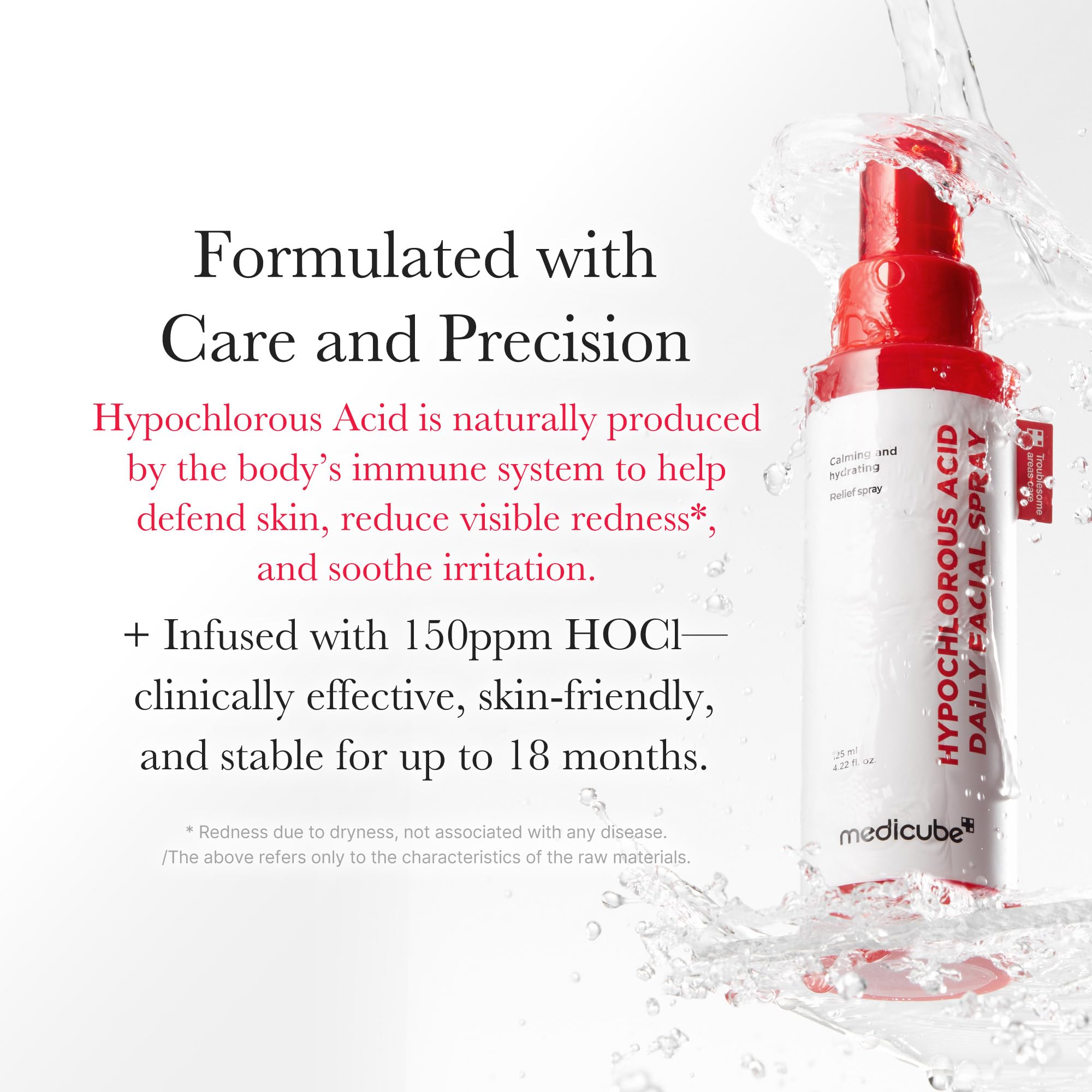 medicube mist being applied to model forehead to soothe redness and cool skin
