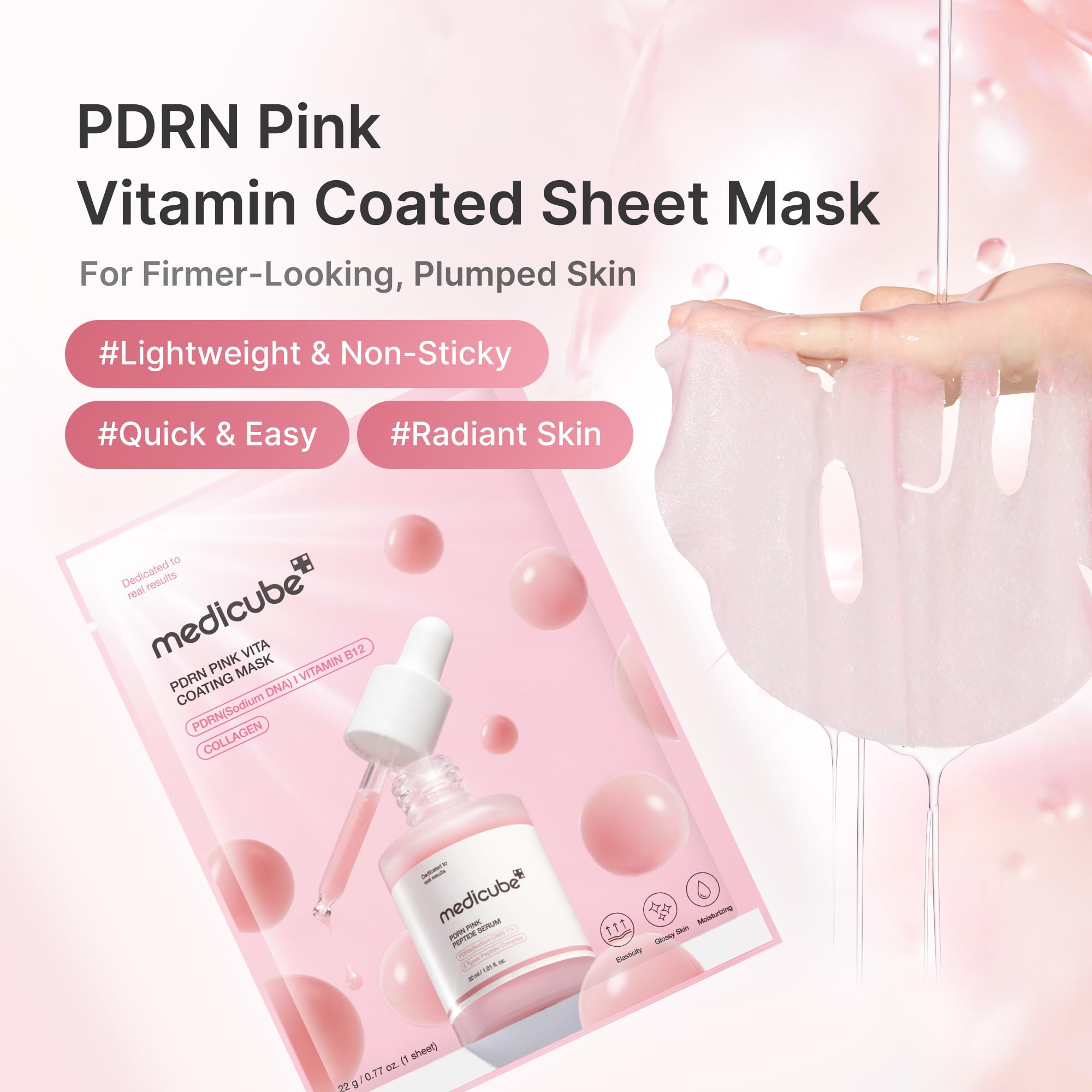 medicube close-up of mask texture and essence showing concentrated hydration delivery