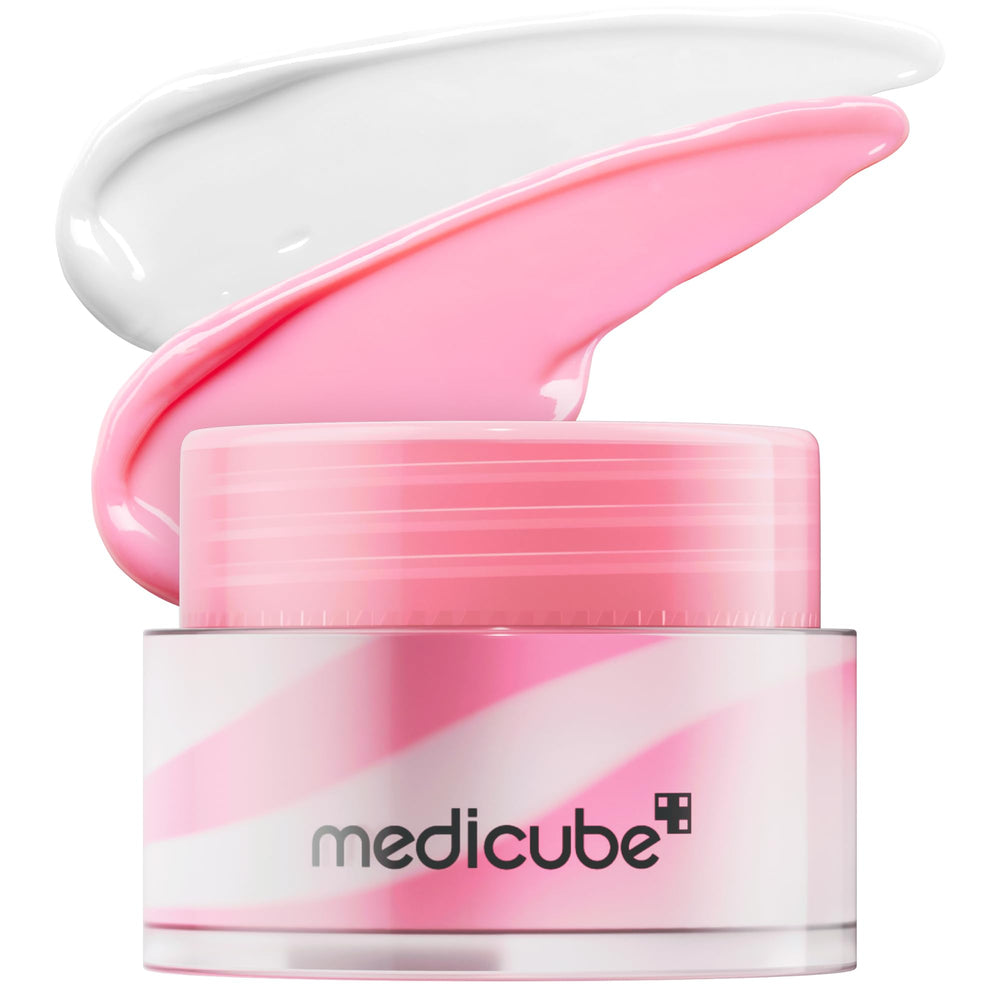medicube jar front view showing compact overnight lip mask packaging and easy storage