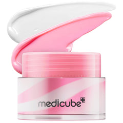 medicube jar front view showing compact overnight lip mask packaging and easy storage
