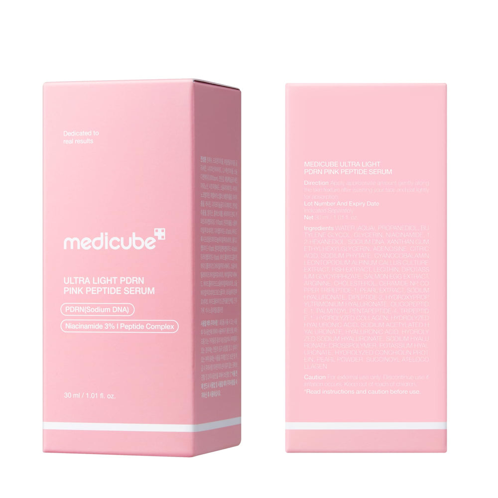 medicube before and after skin texture image indicating improved radiance