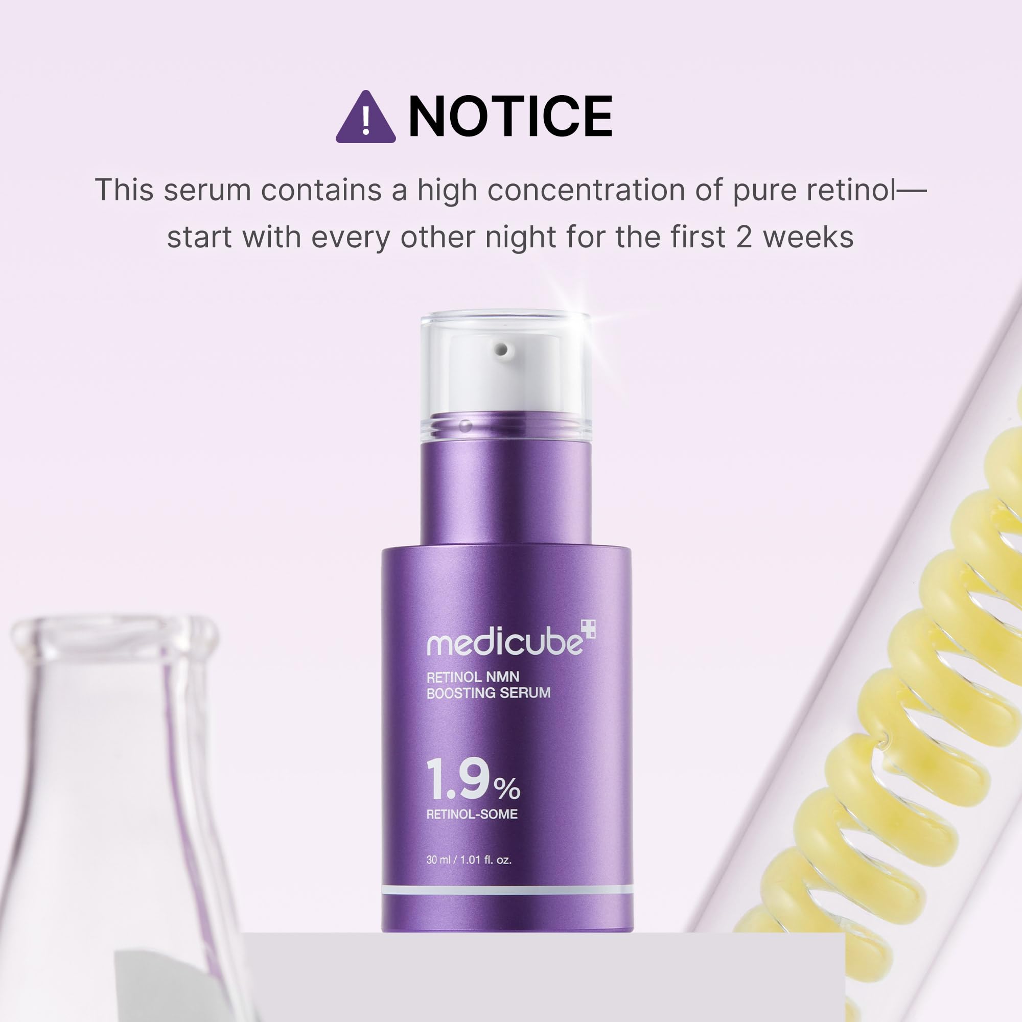 medicube 30ml bottle next to common items showing portable size