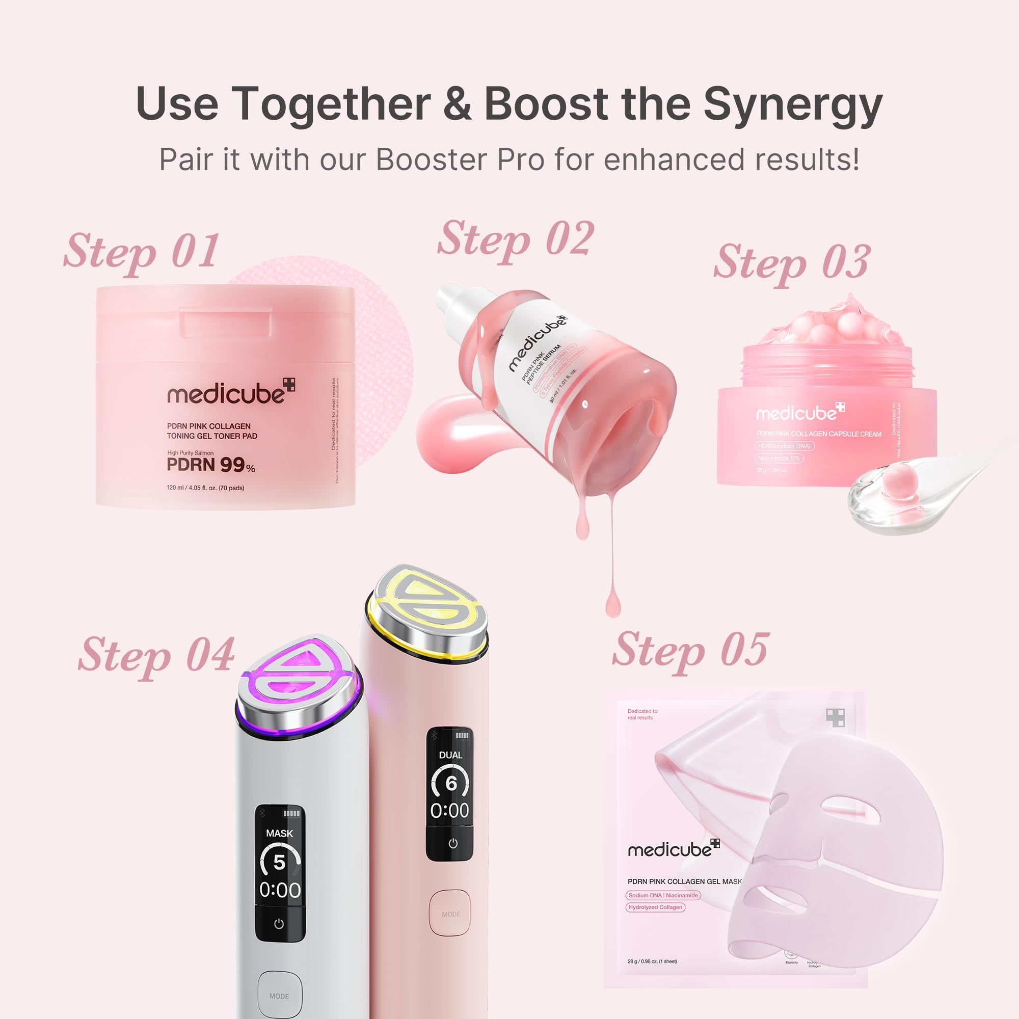 medicube bottle held in hand showing product size and travel-friendly benefit