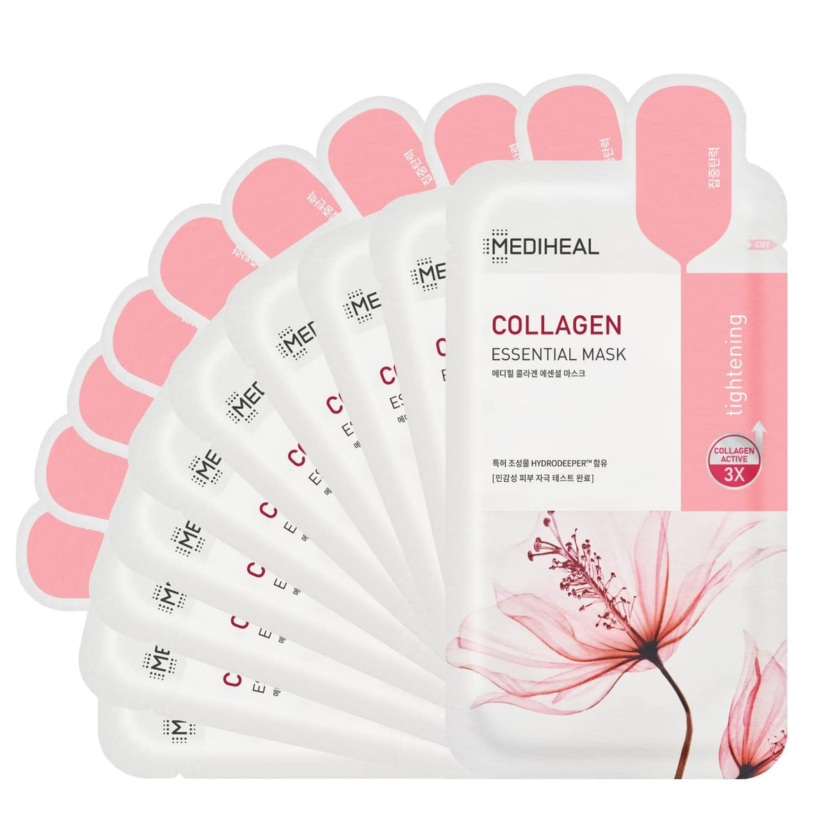 MEDIHEAL front packaging showing 10-sheet set and eco packaging benefit