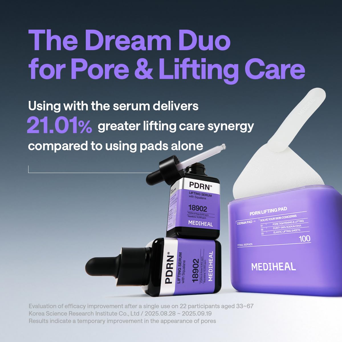 MEDIHEAL Rose PDRN ingredient bottle highlighting efficient active delivery