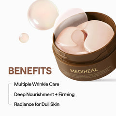 MEDIHEAL patch applied under eye demonstrating smoothing and quick use