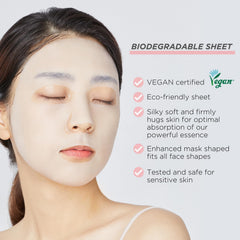MEDIHEAL close-up of sheet mask soaked in essence highlighting texture and absorption