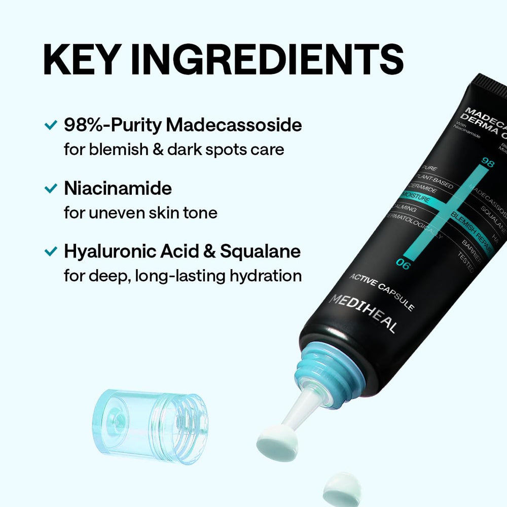 MEDIHEAL jar next to coin for scale showing travel-friendly 50ml size