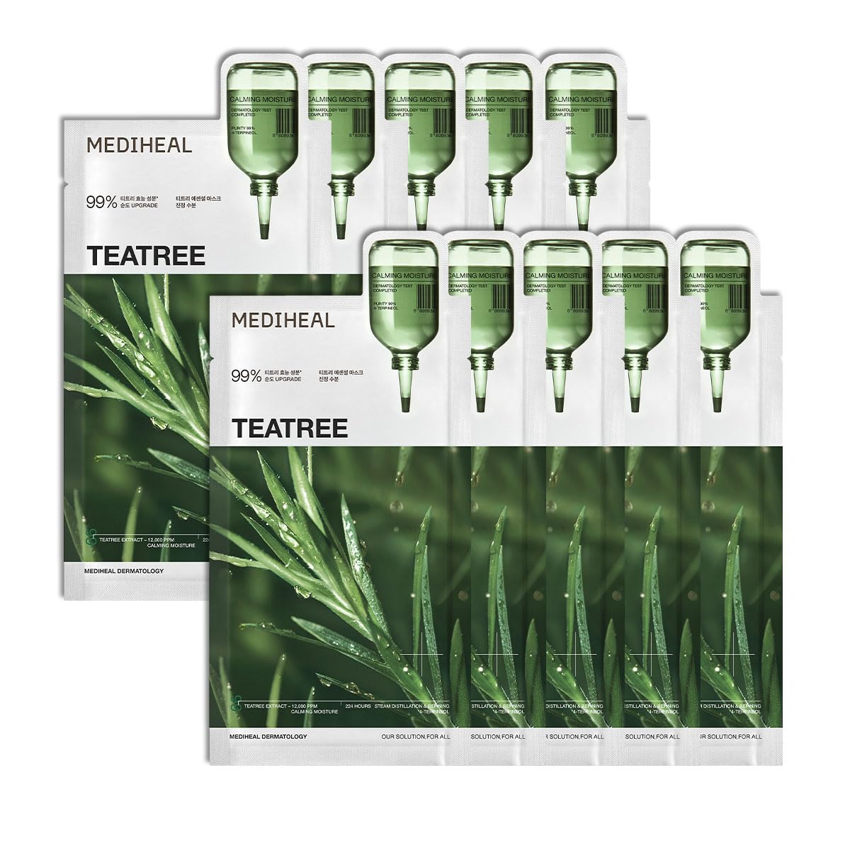 MEDIHEAL front packaging showing calming tea tree mask benefits