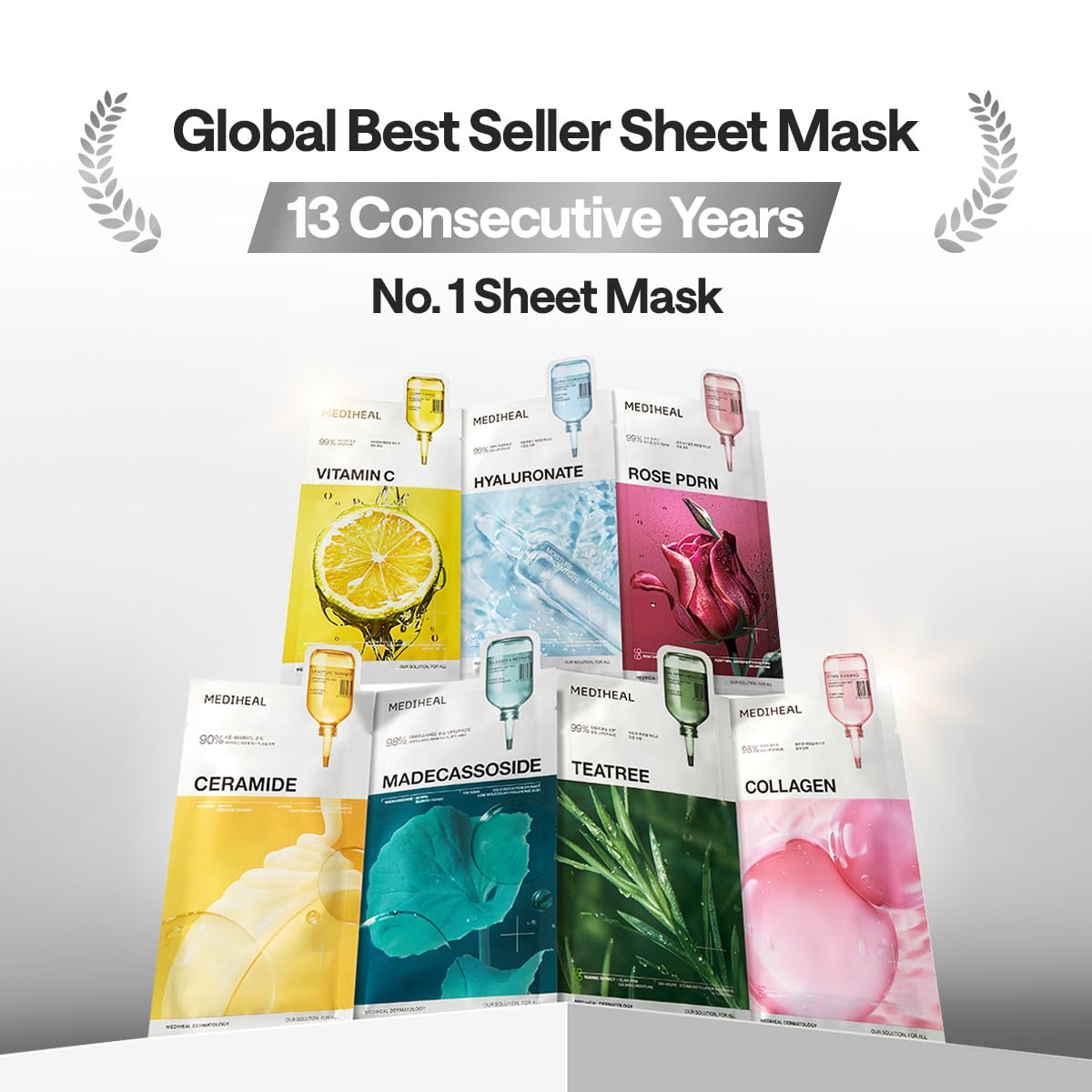 MEDIHEAL close-up of the open sheet mask material and fit benefits