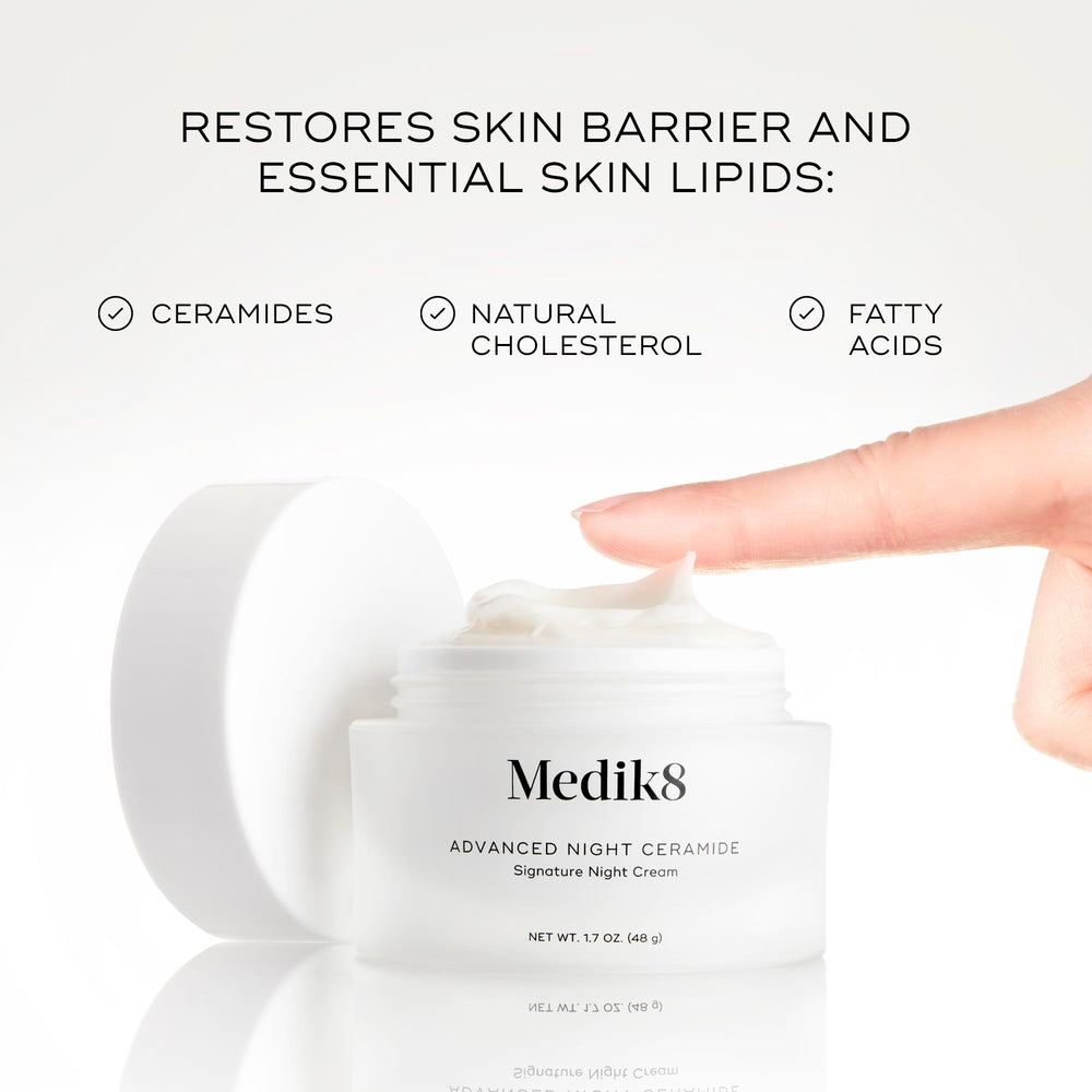 Applying Medik8 near eye contour demonstrating gentle hydration benefit